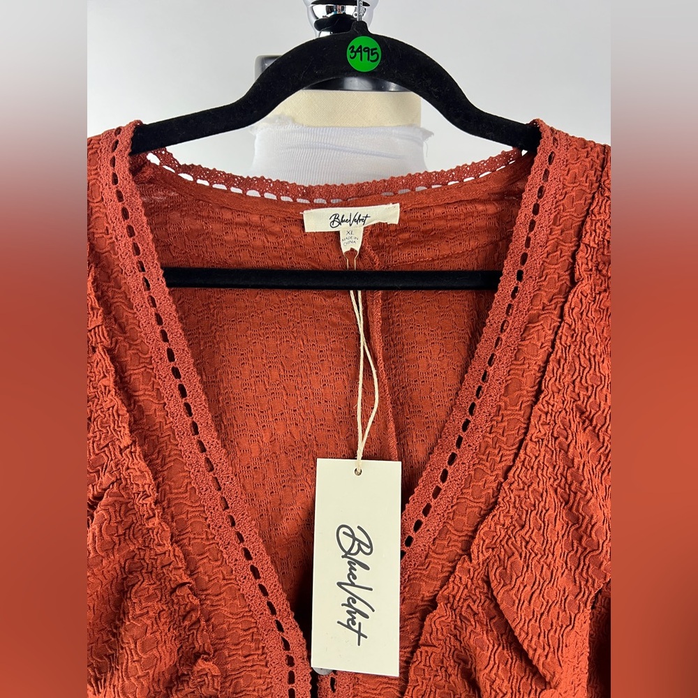 💚 3495. Oversized Rust Textured Button Front Blo… - image 6